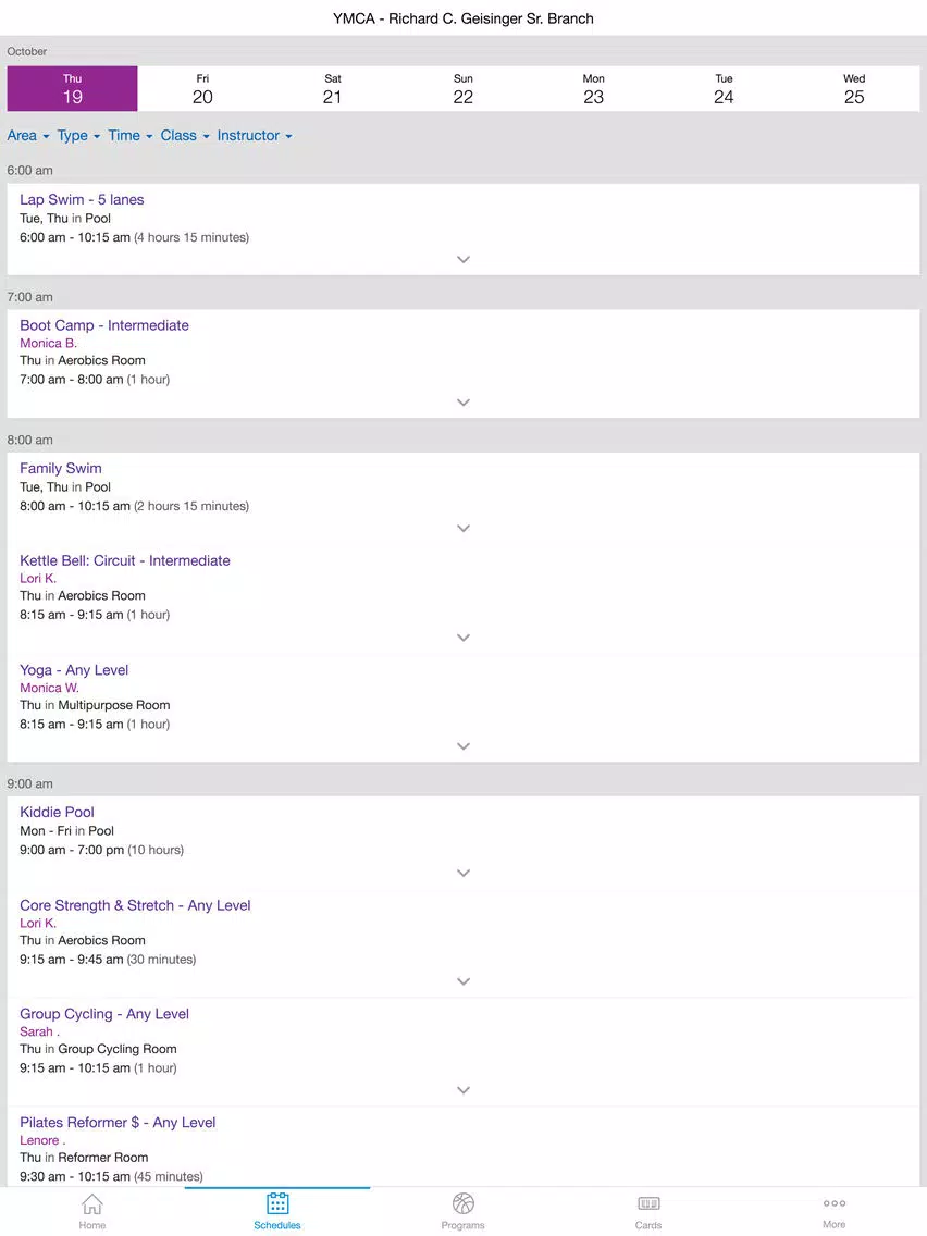 YMCA Treasure Coast iPad  Screenshots