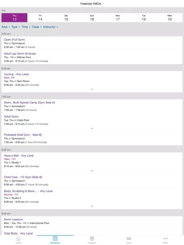 Tangkapan layar YMCA of Western Monmouth iPad 
