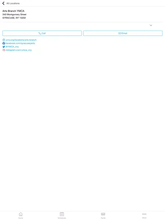 Ảnh chụp màn hình của YMCA of Central New York iPad 