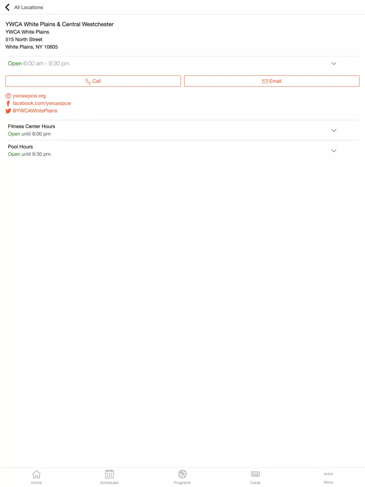 YWCA White Plains iPad 應用截圖