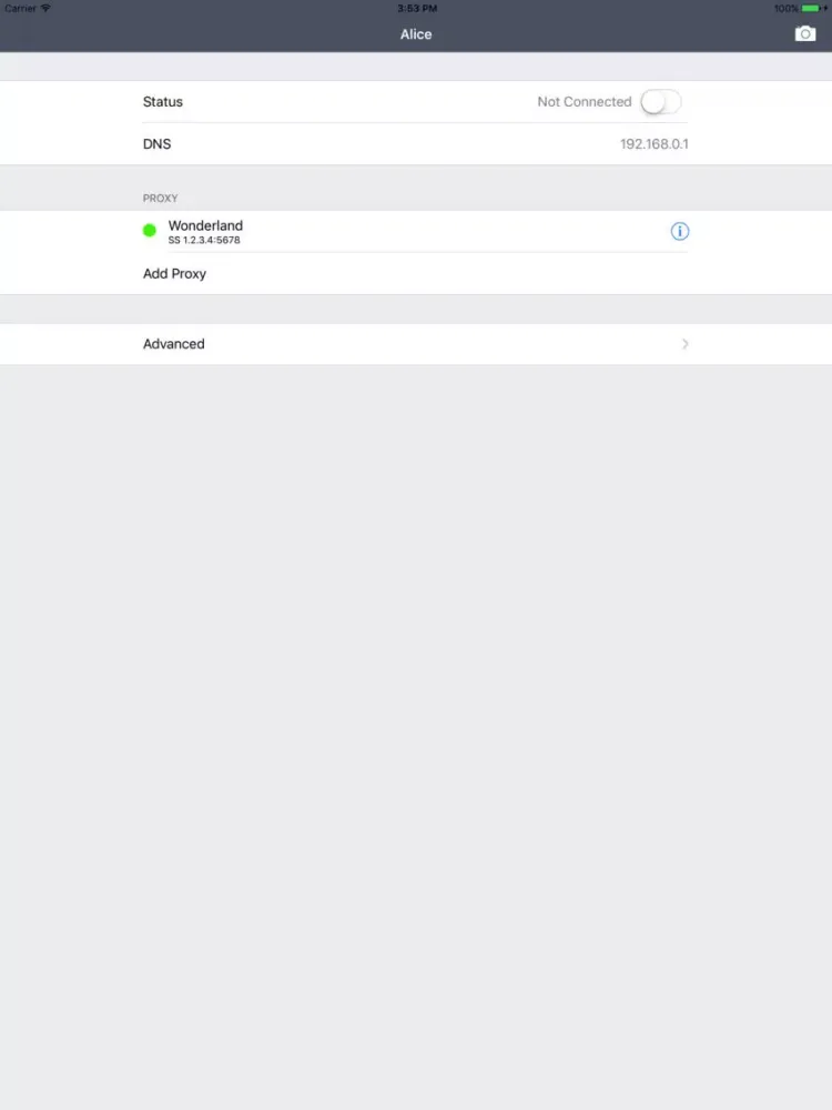 ภาพหน้าจอของ Alice - Network Proxy Utility iPad 