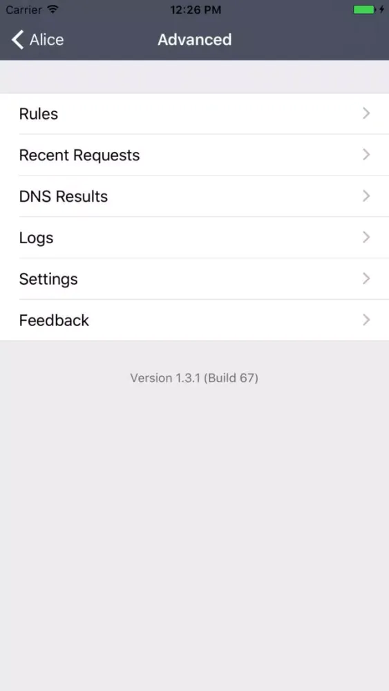 ภาพหน้าจอของ Alice - Network Proxy Utility