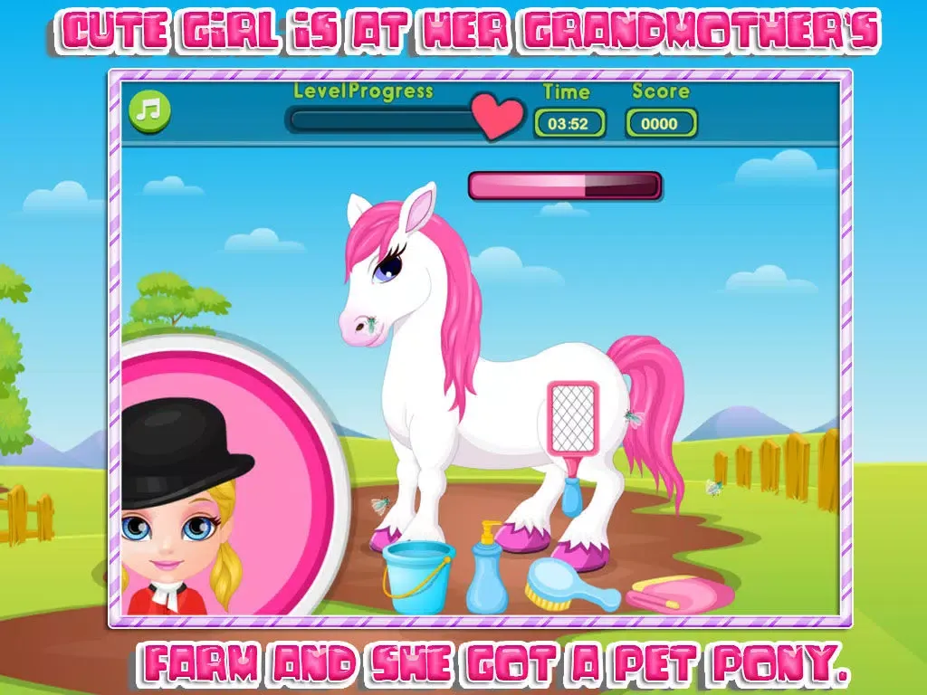 تصاویر Cute baby and her pony iPad 
