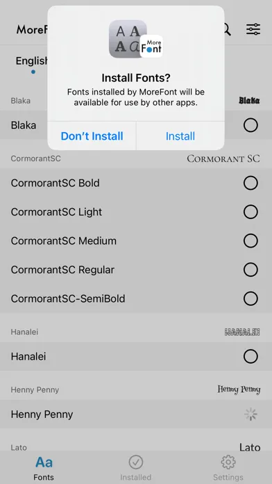 MoreFont: Easy font install سکرین شاٹس