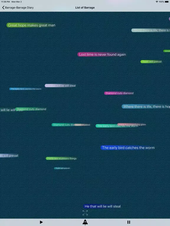 Tangkapan skrin Barrage-Barrage Diary iPad 