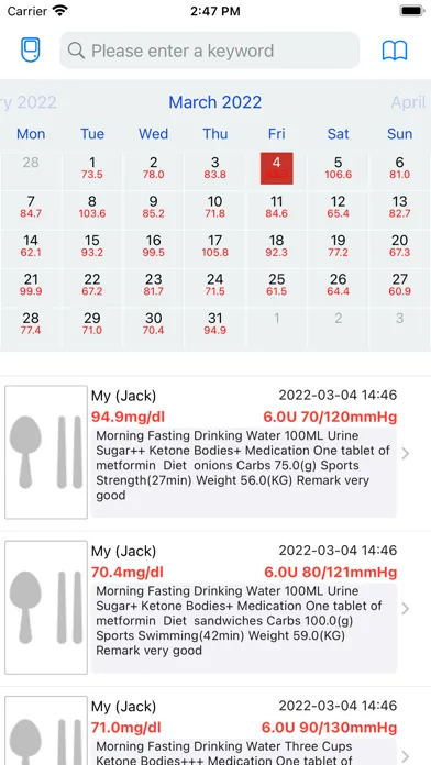 Blood Sugar - Diabetes Tracker سکرین شاٹس