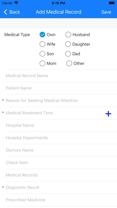 Captures d'écran de Medical Record Manager App