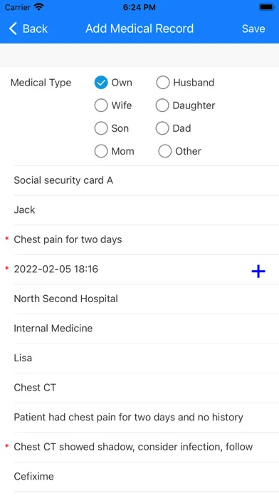 Captures d'écran de Medical Record Manager App
