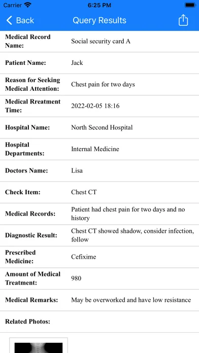 Captures d'écran de Medical Record Manager App