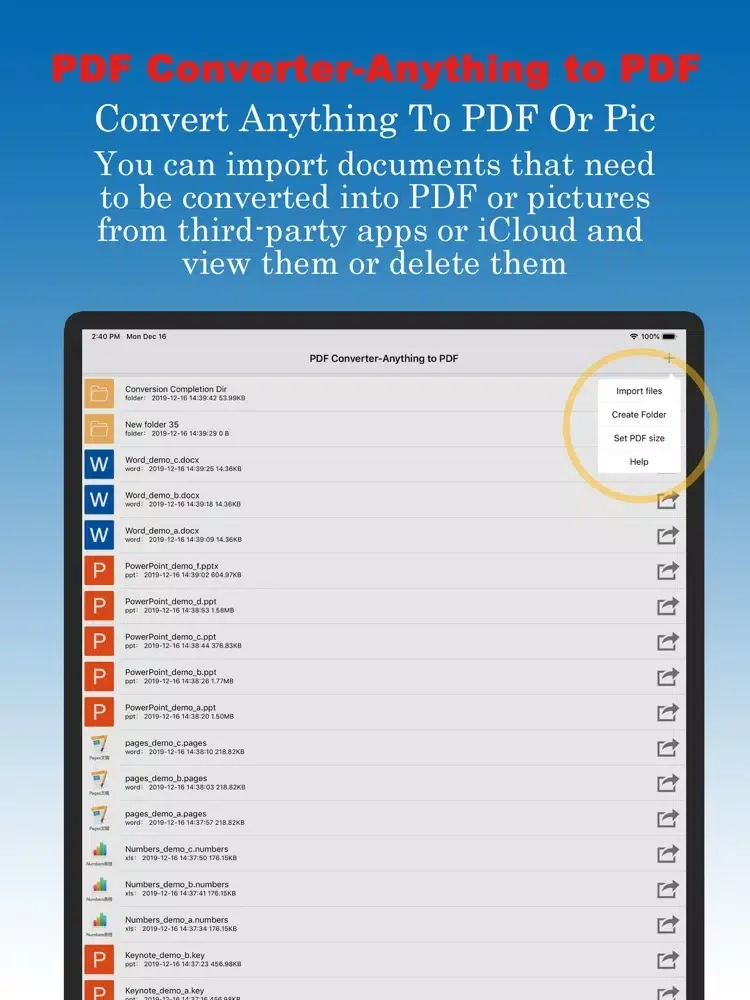PDF Converter-Anything to PDF iPad 应用截图