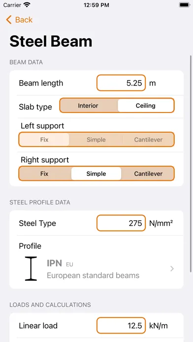 Beam Calculator - Steel & Wood Ekran Görüntüleri