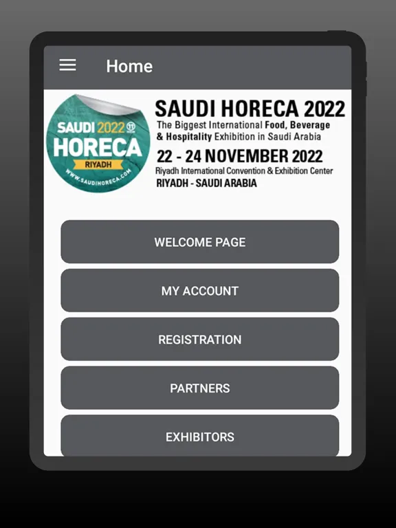 Tangkapan skrin Saudi Horeca 2022 iPad 