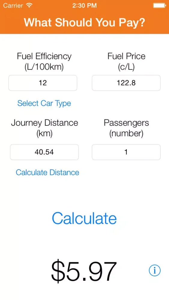Скриншоты Fuel Owe Calculator