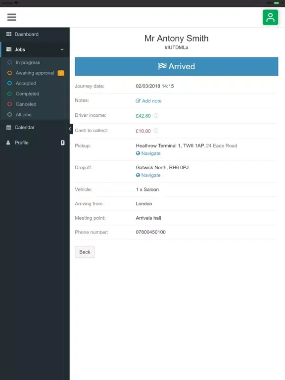 Скриншоты DBS CHAUFFEUR APP iPad 