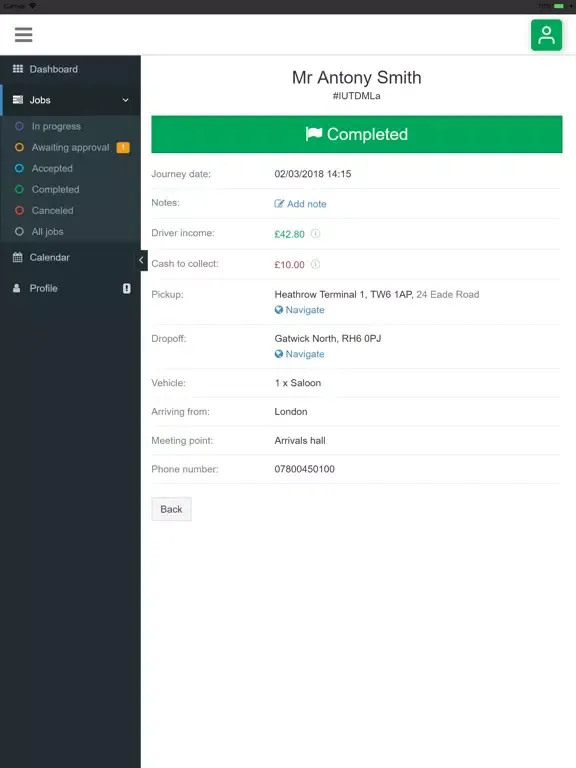 Скриншоты DBS CHAUFFEUR APP iPad 