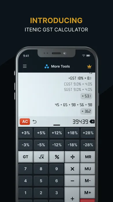 Capturas de tela do iGst Calculator