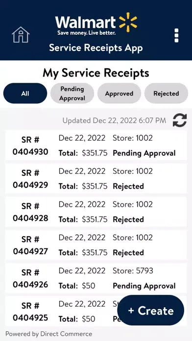 Скриншоты Walmart - Service Receipts