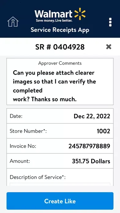 Скриншоты Walmart - Service Receipts