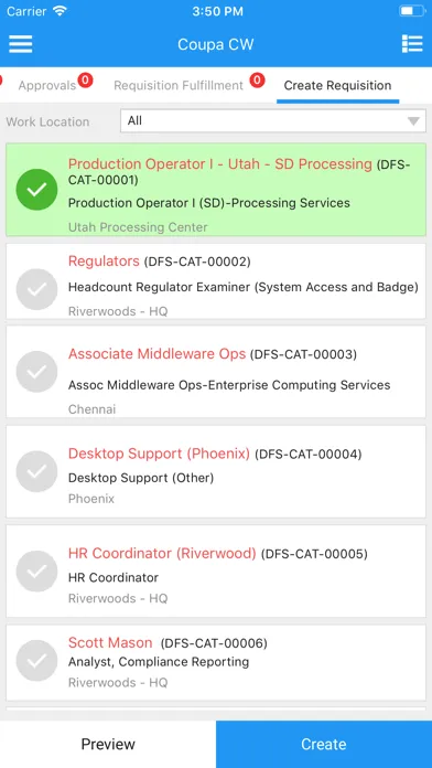 Coupa CW سکرین شاٹس