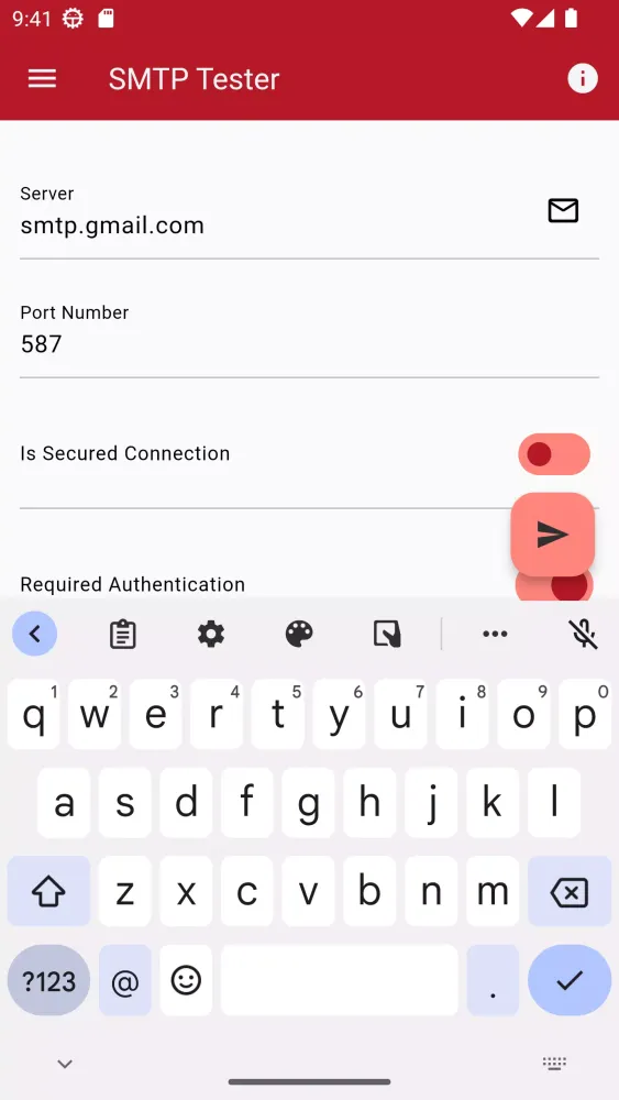 Tangkapan layar SMTP Tester