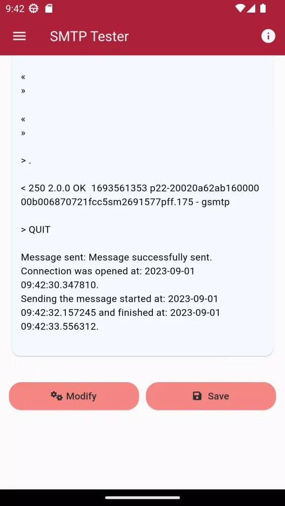 Tangkapan layar SMTP Tester