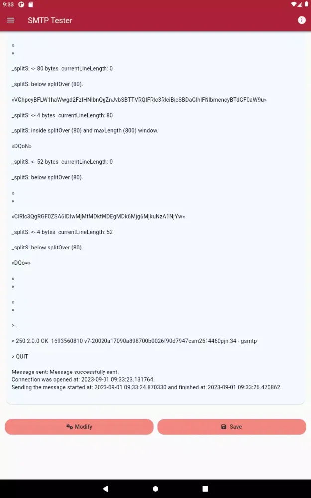 Tangkapan layar SMTP Tester