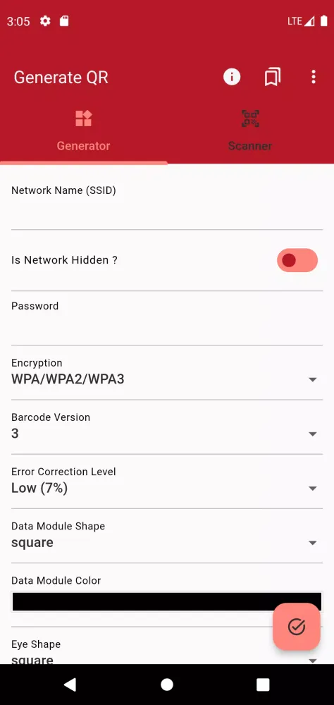 Zrzuty ekranu WiFi QR Code Generator