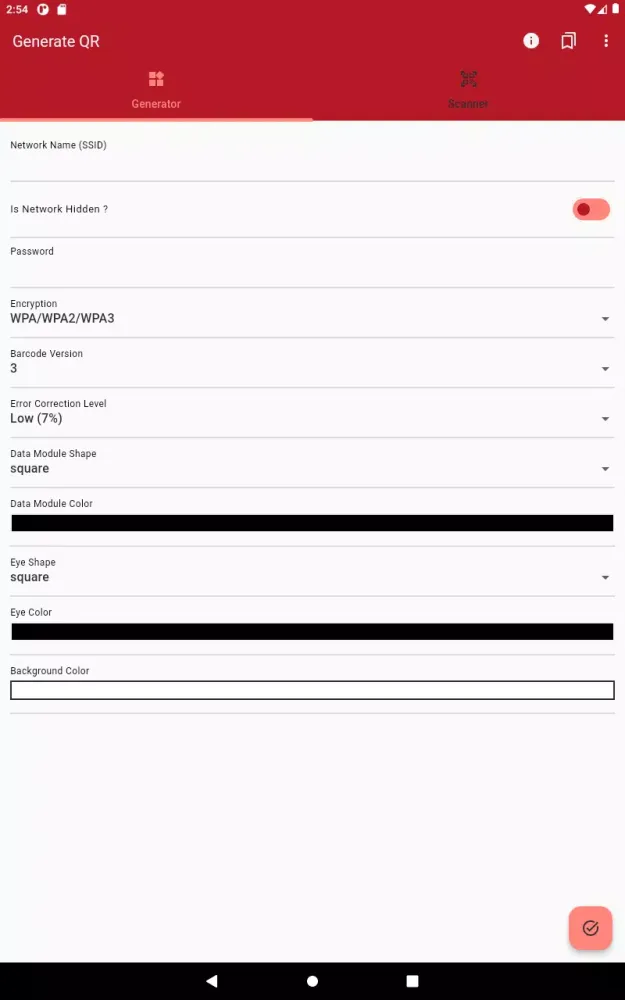 Zrzuty ekranu WiFi QR Code Generator
