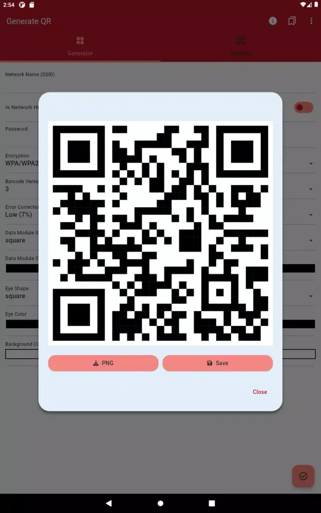 Zrzuty ekranu WiFi QR Code Generator