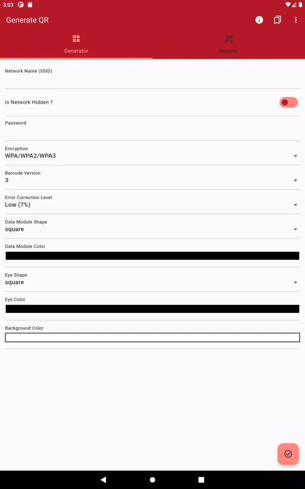 Zrzuty ekranu WiFi QR Code Generator