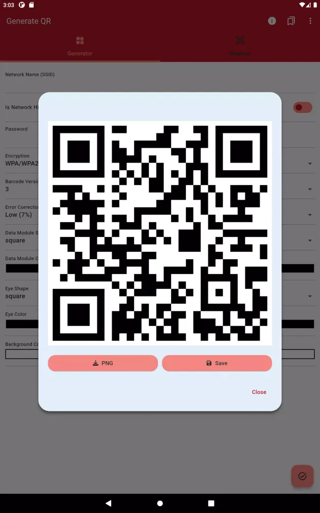 Zrzuty ekranu WiFi QR Code Generator