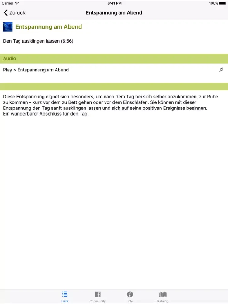 Capturas de pantalla de Alltags- Entspannung (Relax, Autogenes Training) iPad 
