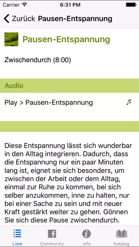 Capturas de pantalla de Alltags- Entspannung (Relax, Autogenes Training)