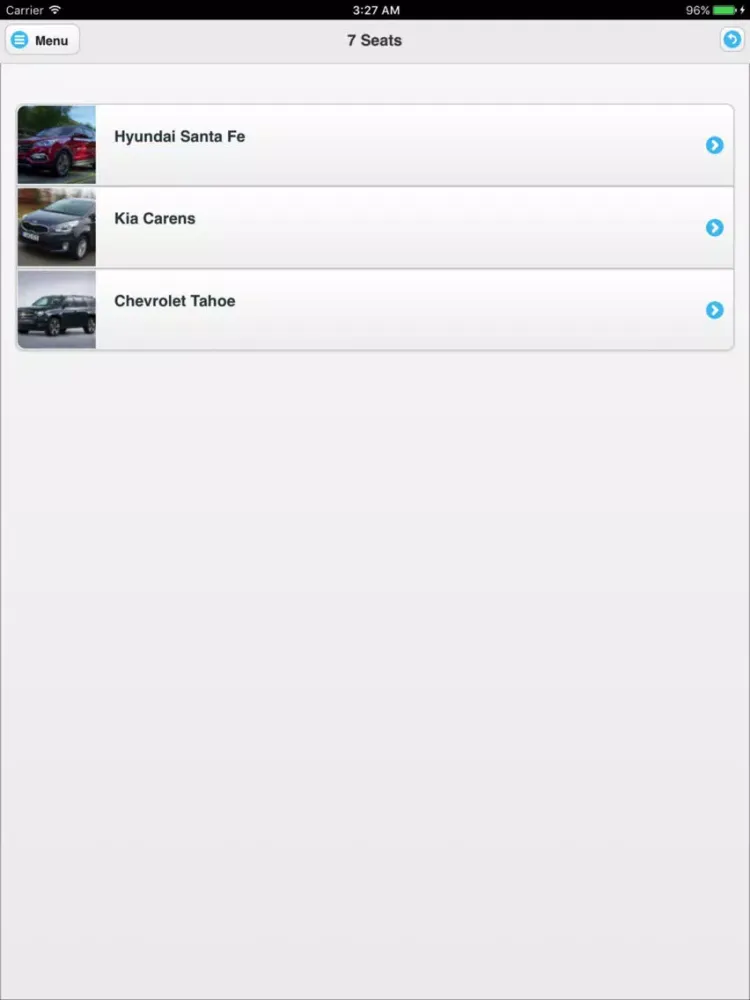 Tangkapan skrin Showcase Lebanon Car Rental iPad 