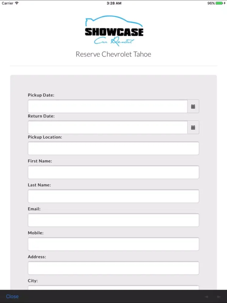 Tangkapan skrin Showcase Lebanon Car Rental iPad 