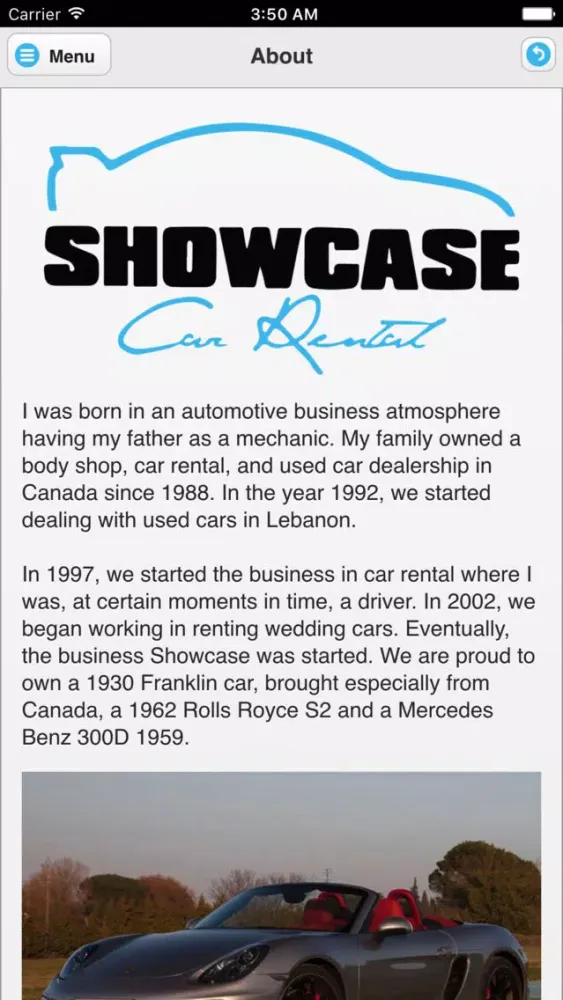 Tangkapan skrin Showcase Lebanon Car Rental