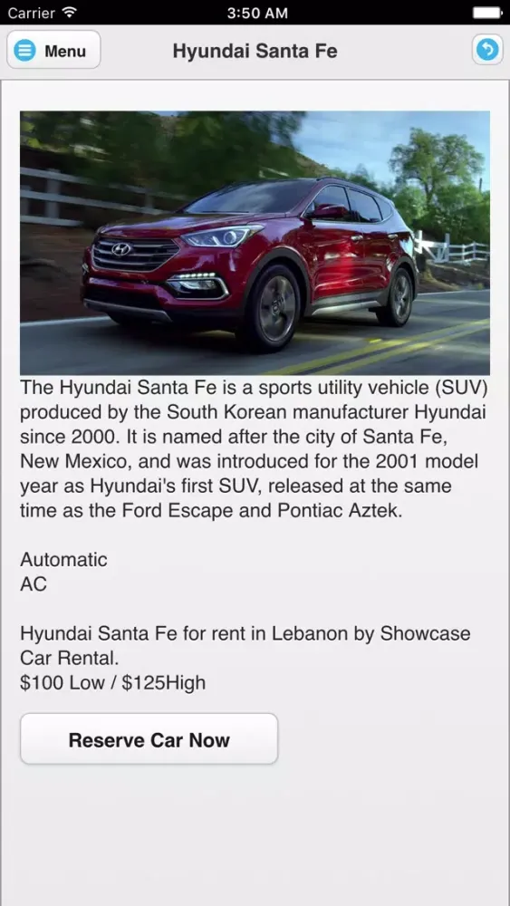 Tangkapan skrin Showcase Lebanon Car Rental