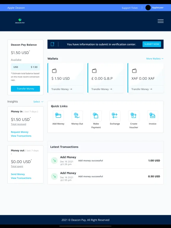 Ảnh chụp màn hình của Deacon Pay iPad 
