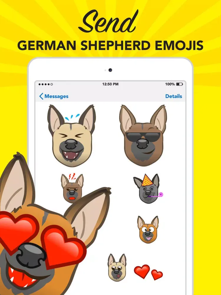 GerMoji - German Shepherd Emojis & Stickers! iPad 应用截图