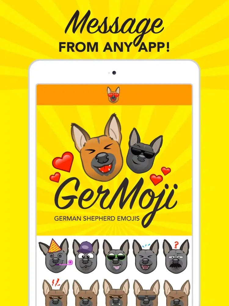 GerMoji - German Shepherd Emojis & Stickers! iPad 应用截图