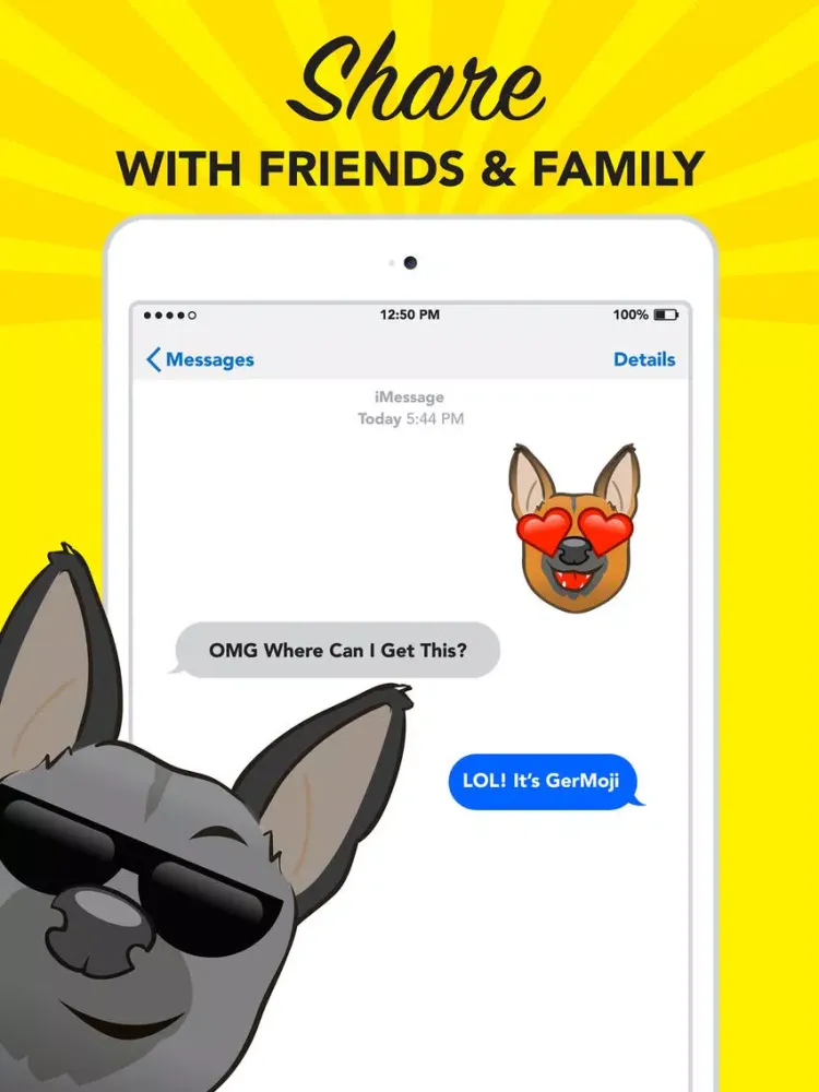 GerMoji - German Shepherd Emojis & Stickers! iPad 应用截图