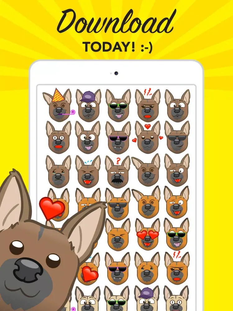 GerMoji - German Shepherd Emojis & Stickers! iPad 应用截图