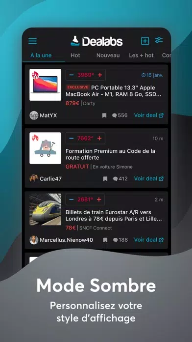 Скриншоты Dealabs – bons plans & promos