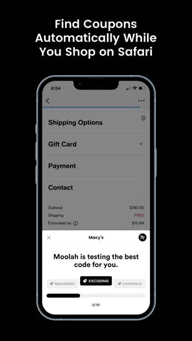 Moolah - Automatic Coupons स्क्रीनशॉट