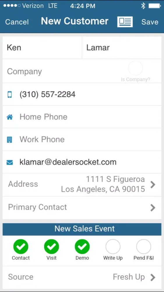 Screenshot di DealerSocket Sales