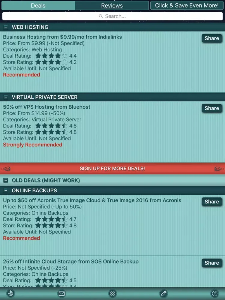 Capturas de tela do Cloud Deals & Hosting Deals iPad 