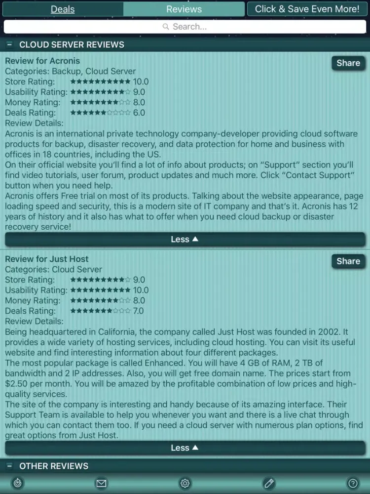 Capturas de tela do Cloud Deals & Hosting Deals iPad 