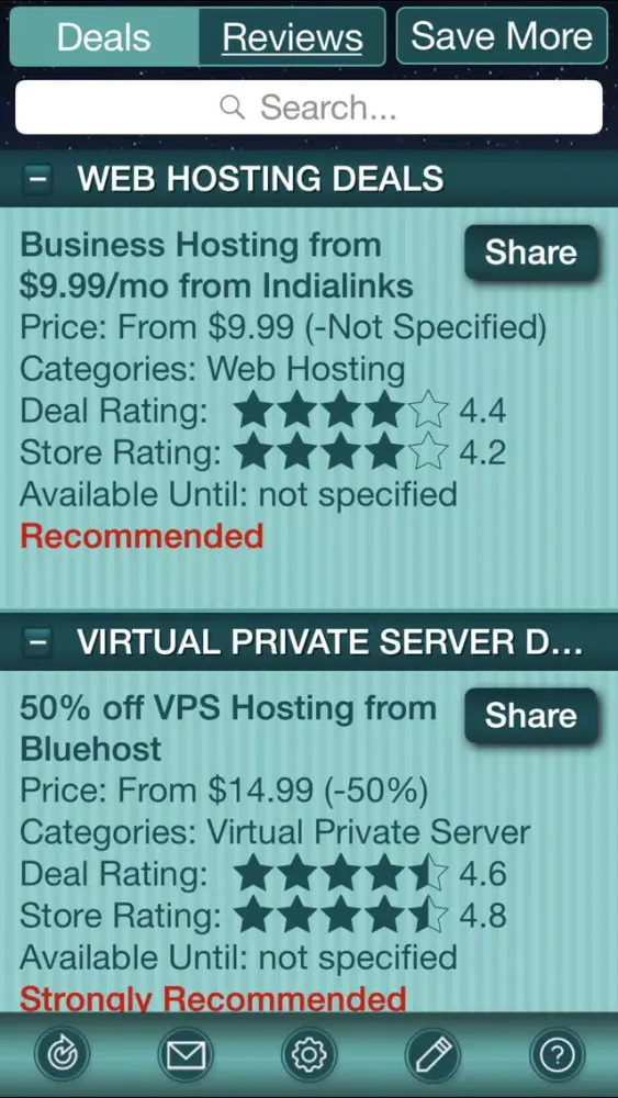 Capturas de tela do Cloud Deals & Hosting Deals