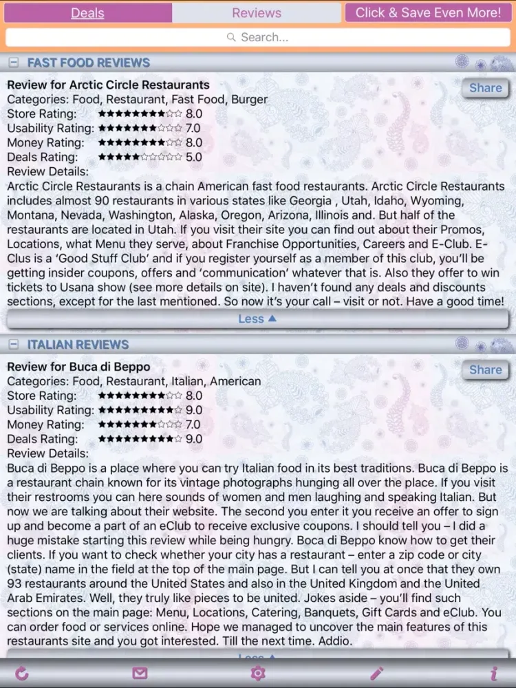 Скриншоты Restaurant Deals & Restaurant Store Reviews iPad 