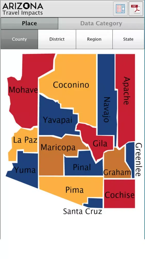 Ảnh chụp màn hình của Arizona Travel Impacts